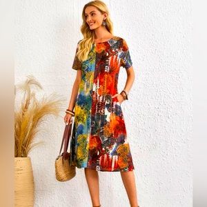Paisley Print Hidden Pocket Tunic Dress